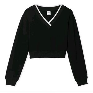 PINK Victoria's Secret Black V-Neck Sweater with White Accent